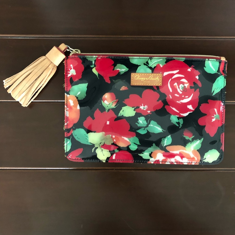 Dooney & Bourke Roses Print Patent Leather Clutch